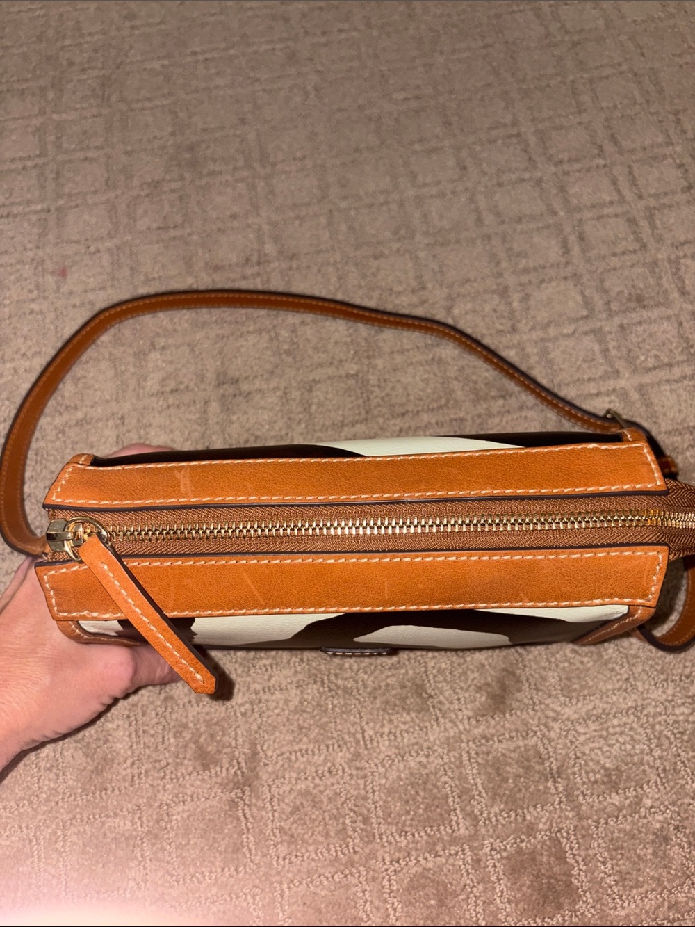 Dooney & Bourke Zebra Leather Zip Crossbody - Picture 9 of 12